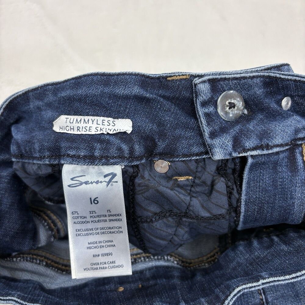 Seven7 for All Mankind Tummyless High Rise Skinny Jeans 16 Regular Stretch Denim - Picture 5 of 9